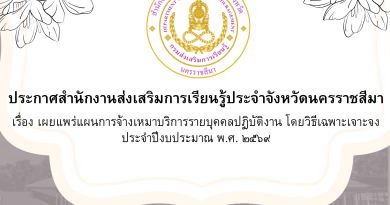 ประกาศสำนักงานส่งเสริมการเรียนรู้ประจำจังหวัดนครราชสีมา