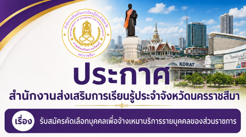 ประกาศสำนักงานส่งเสริมการรเียนรู้ประจำจังหวัดนครราชสีมา