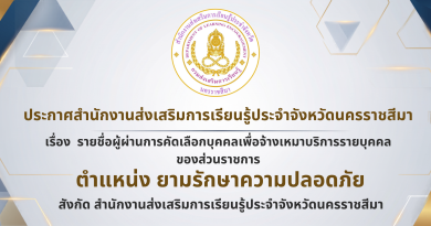ประกาศสำนักงานส่งเสริมการเรียนรู้ประจำจังหวัดนครราชสีมา